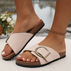 Margie | Sandálias de Cortiça Femininas | Design com Fivelas | Sola Premium | Construção Resistente