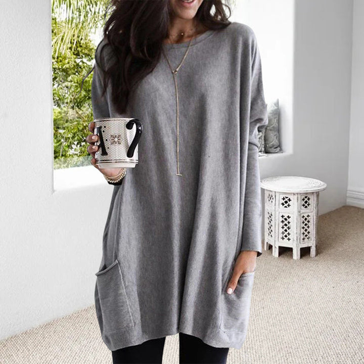 Vestido de Suéter Feminino com Práticos Bolsos