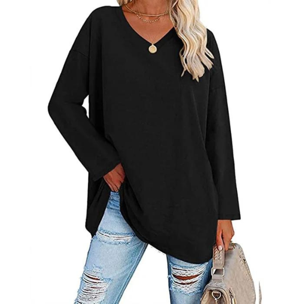 Suéter Oversized com Decote em V para Mulheres