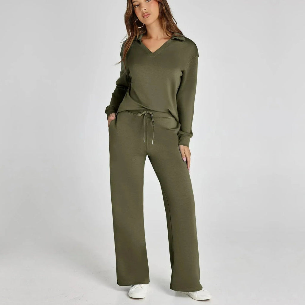 Eline | Conjunto Premium de Loungewear com Calças Confortáveis e Decote em V