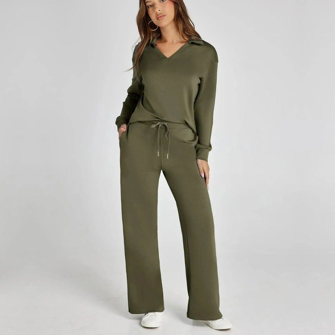 Eline | Conjunto Premium de Loungewear com Calças Confortáveis e Decote em V