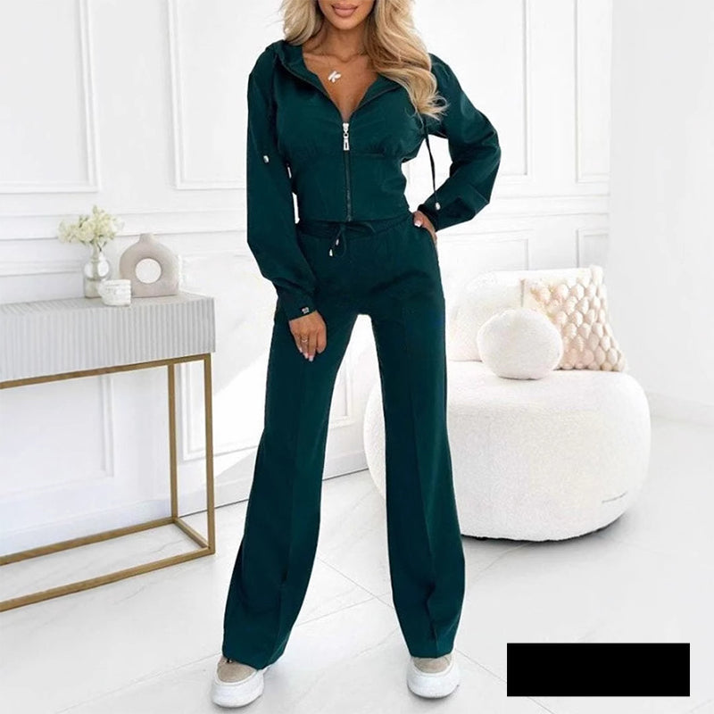 Conjunto de Treino Feminino com Capuz e Zíper