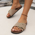 Margie | Sandálias de Cortiça Femininas | Design com Fivelas | Sola Premium | Construção Resistente