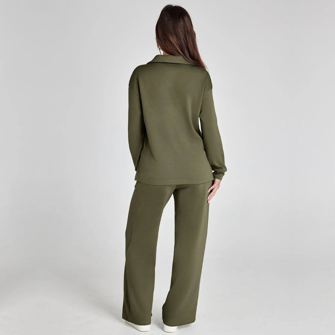 Eline | Conjunto Premium de Loungewear com Calças Confortáveis e Decote em V