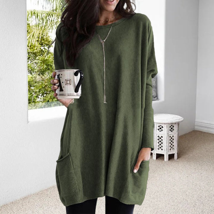 Vestido de Suéter Feminino com Práticos Bolsos