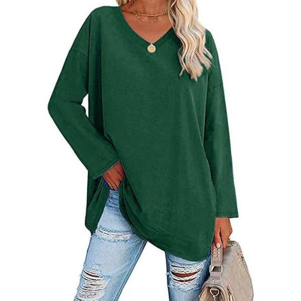 Suéter Oversized com Decote em V para Mulheres