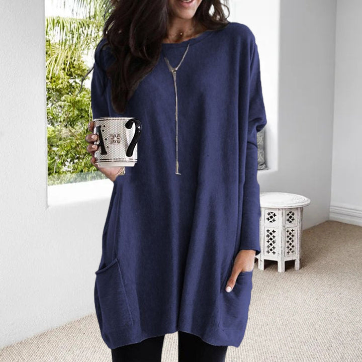 Vestido de Suéter Feminino com Práticos Bolsos