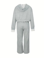 Conjunto Feminino de Dois Peças: Moletom com Capuz e Calças Amplas