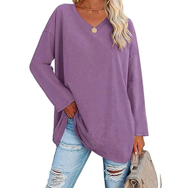 Suéter Oversized com Decote em V para Mulheres
