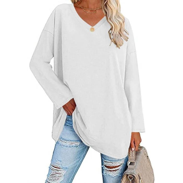 Suéter Oversized com Decote em V para Mulheres