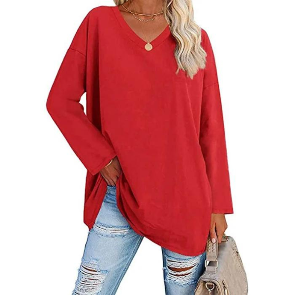 Suéter Oversized com Decote em V para Mulheres