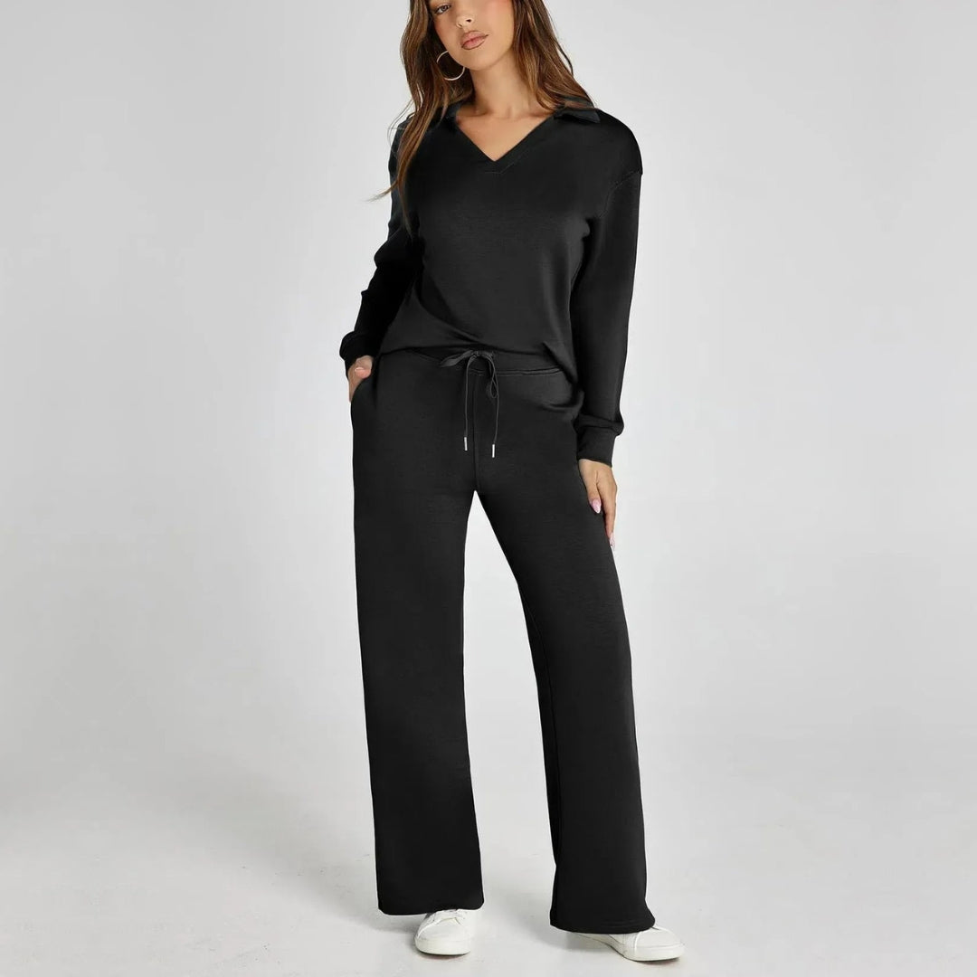 Eline | Conjunto Premium de Loungewear com Calças Confortáveis e Decote em V