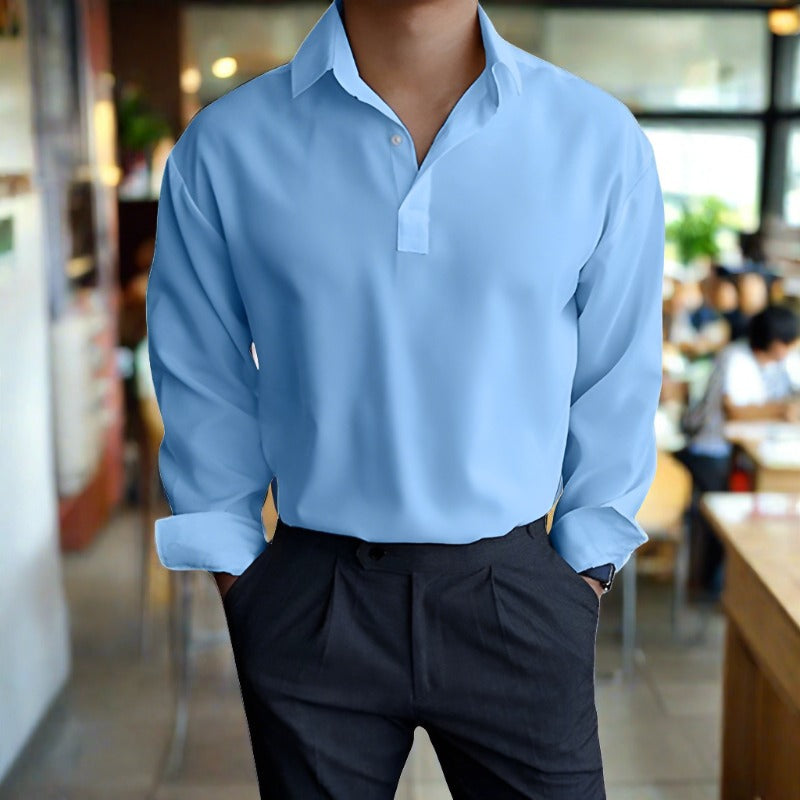 Samir | Camisa Polo Casual de Manga Longa Masculina