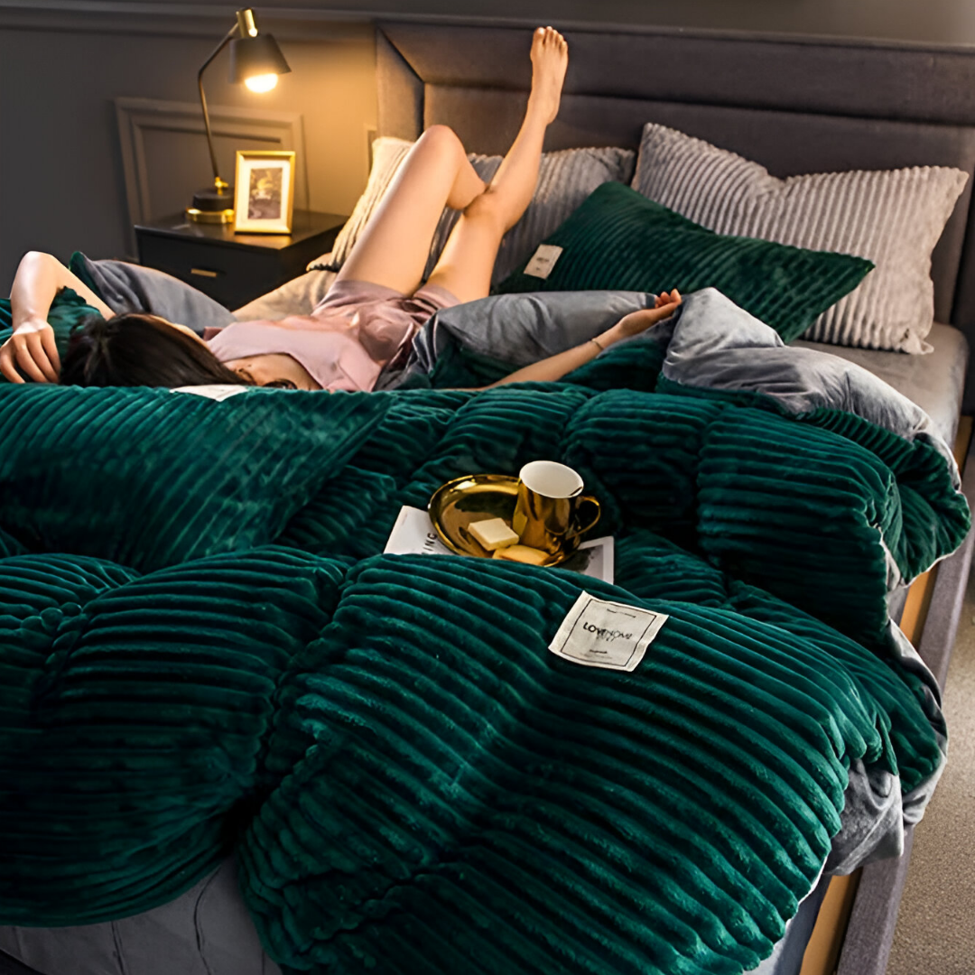 Auric - Conjunto de Luxuosas Capas de Edredão de Flanela Suave