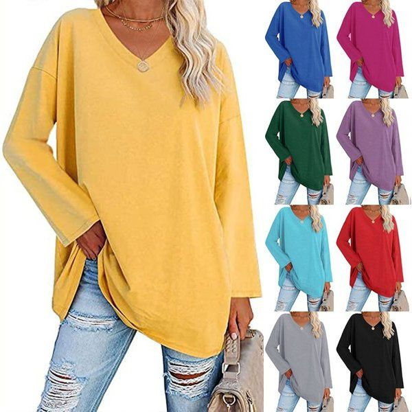 Suéter Oversized com Decote em V para Mulheres