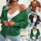 Cardigã Feminino Solto com Abertura Frontal e Mangas Longas