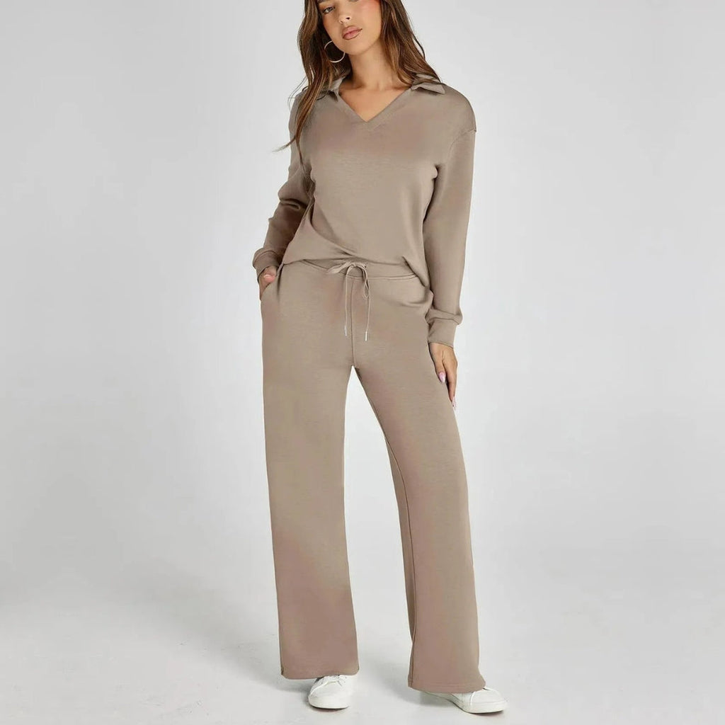 Eline | Conjunto Premium de Loungewear com Calças Confortáveis e Decote em V