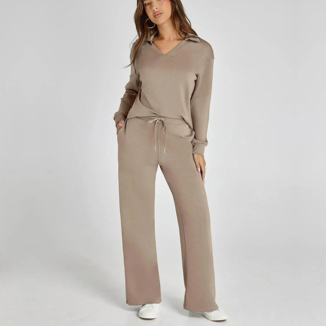 Eline | Conjunto Premium de Loungewear com Calças Confortáveis e Decote em V