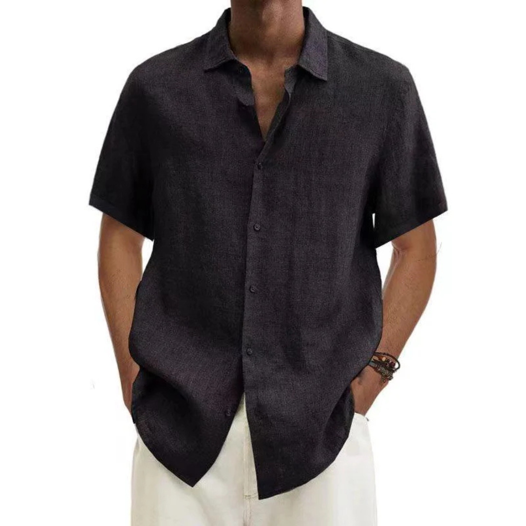 Camisa Casual Masculina de Manga Curta com Botões