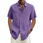 Camisa Casual Masculina de Manga Curta com Botões