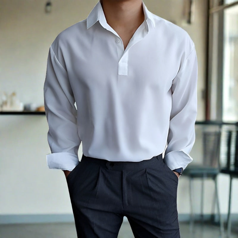 Samir | Camisa Polo Casual de Manga Longa Masculina