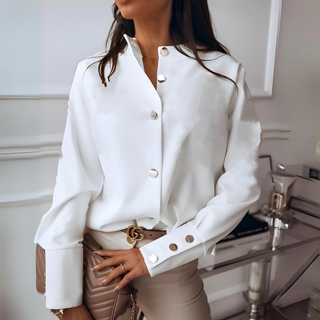 Ameliea | Camisa Casual Feminina com Detalhes em Penas