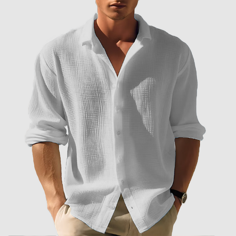Frederik | Camisa de Manga Longa com Botões em Cor Sólida