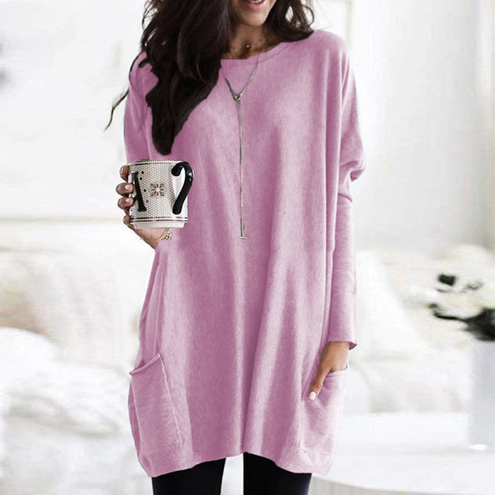 Vestido de Suéter Feminino com Práticos Bolsos