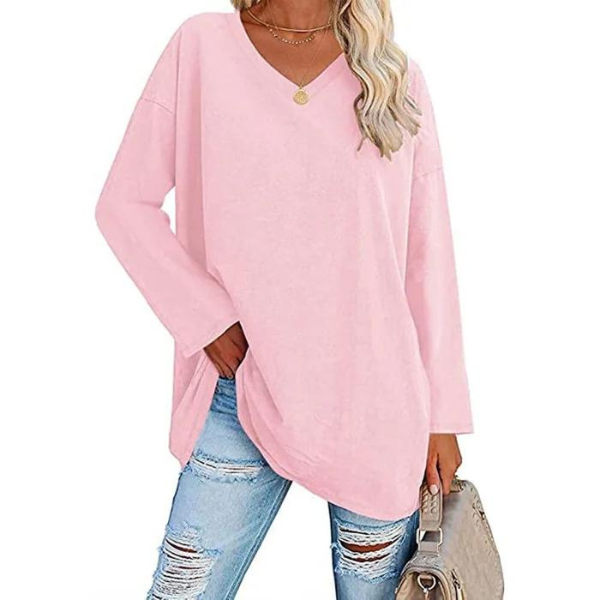 Suéter Oversized com Decote em V para Mulheres