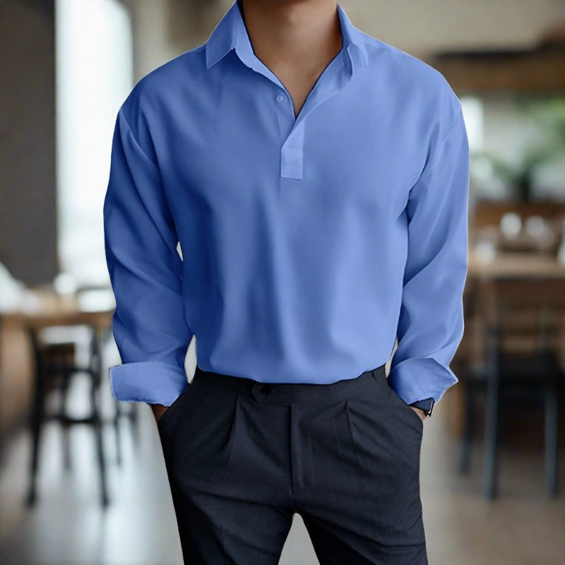 Samir | Camisa Polo Casual de Manga Longa Masculina