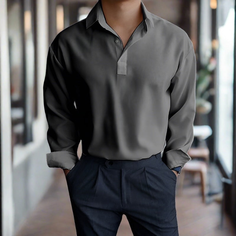 Samir | Camisa Polo Casual de Manga Longa Masculina