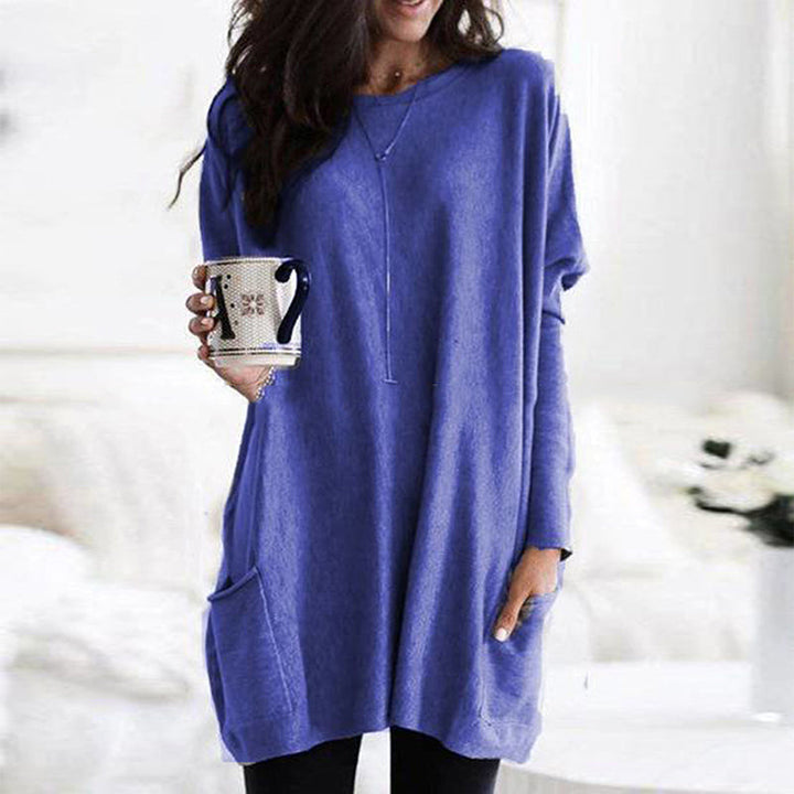 Vestido de Suéter Feminino com Práticos Bolsos