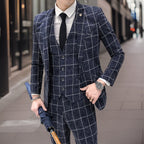 Conjunto de Terno Três Peças em Estampa Xadrez Masculina | Ideal para Convidados de Casamento