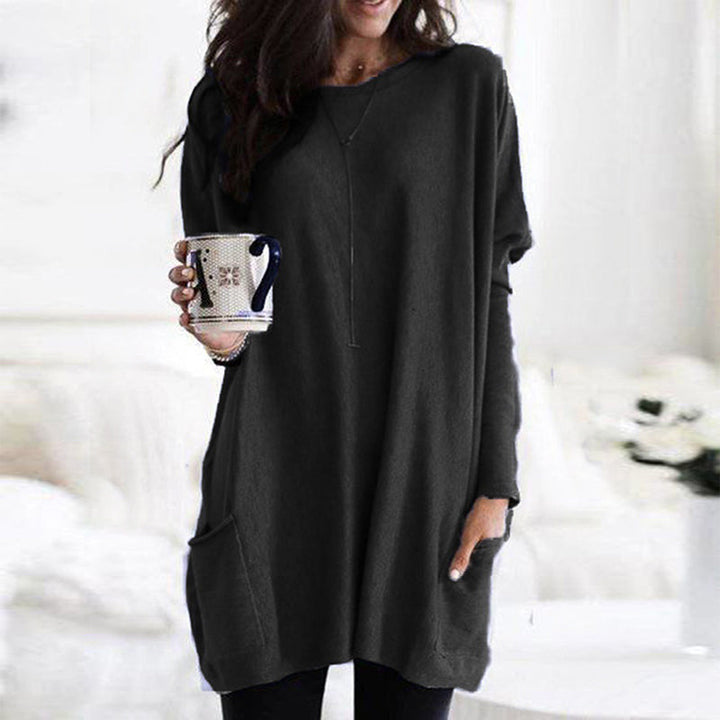 Vestido de Suéter Feminino com Práticos Bolsos