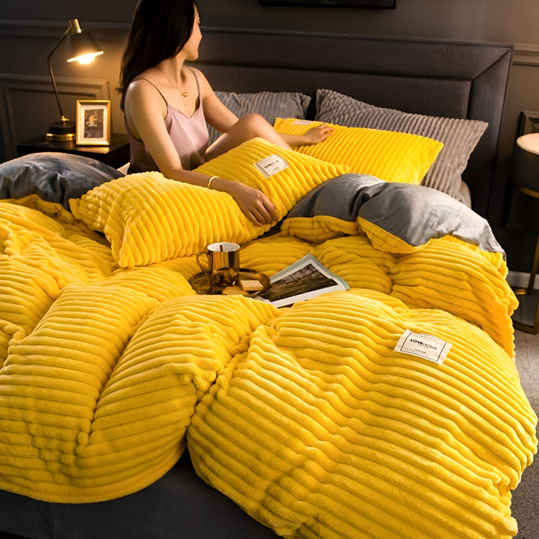 Auric - Conjunto de Luxuosas Capas de Edredão de Flanela Suave