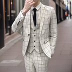 Conjunto de Terno Três Peças em Estampa Xadrez Masculina | Ideal para Convidados de Casamento