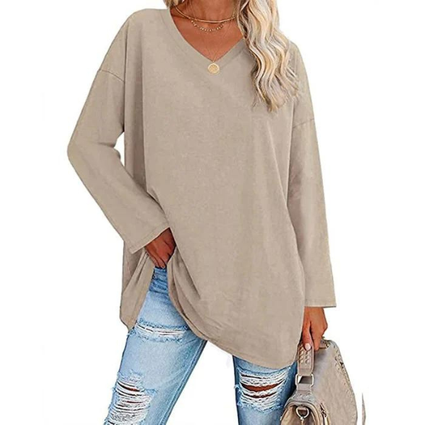 Suéter Oversized com Decote em V para Mulheres