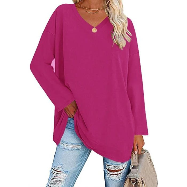 Suéter Oversized com Decote em V para Mulheres