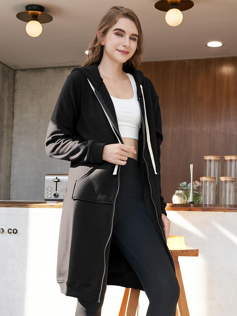 Vestido Midi Esportivo com Capuz e Bolsos com Zíper para Conforto Ideal