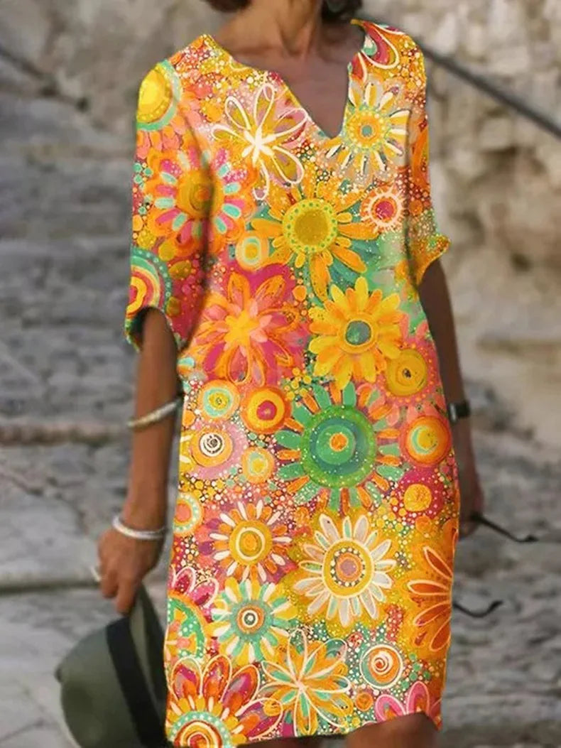 Hannah | Vestido Floral com Decote em V