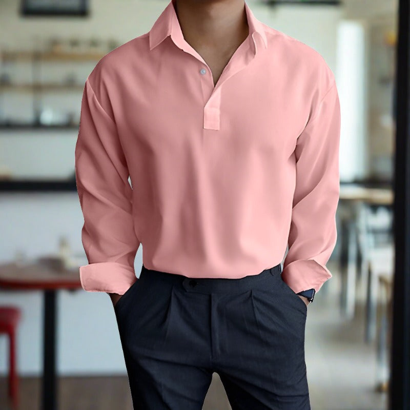 Samir | Camisa Polo Casual de Manga Longa Masculina