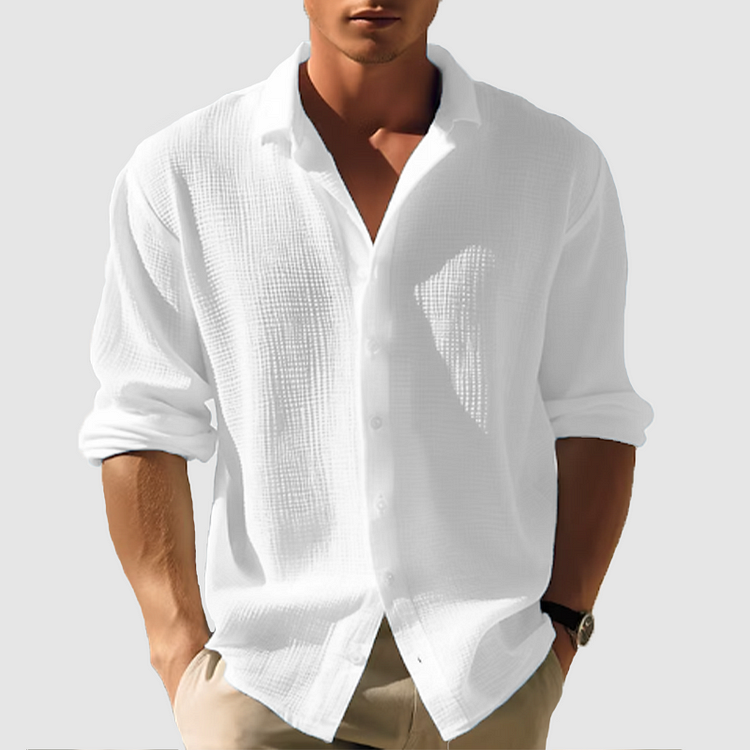 Frederik | Camisa de Manga Longa com Botões em Cor Sólida