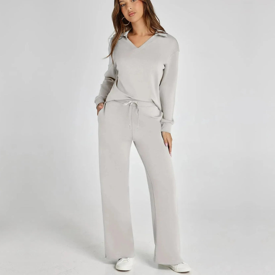 Eline | Conjunto Premium de Loungewear com Calças Confortáveis e Decote em V