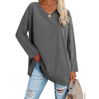Suéter Oversized com Decote em V para Mulheres