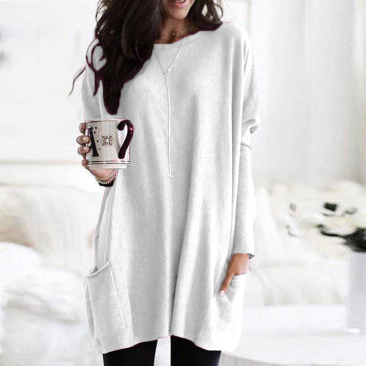 Vestido de Suéter Feminino com Práticos Bolsos
