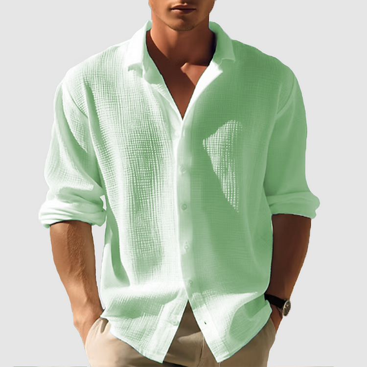 Frederik | Camisa de Manga Longa com Botões em Cor Sólida