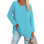 Suéter Oversized com Decote em V para Mulheres