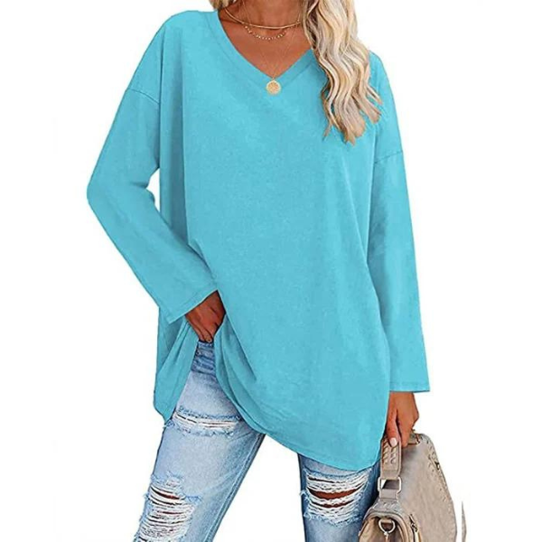 Suéter Oversized com Decote em V para Mulheres