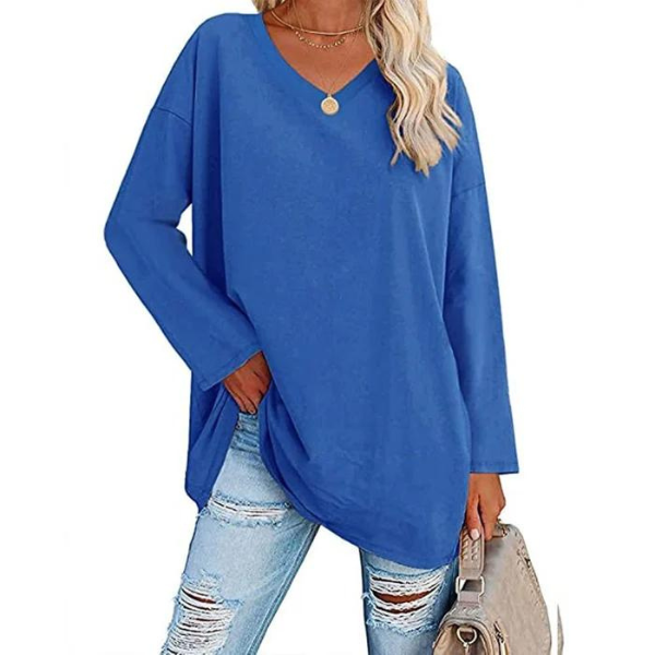 Suéter Oversized com Decote em V para Mulheres
