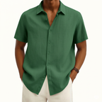 Camisa Casual Masculina de Manga Curta com Botões